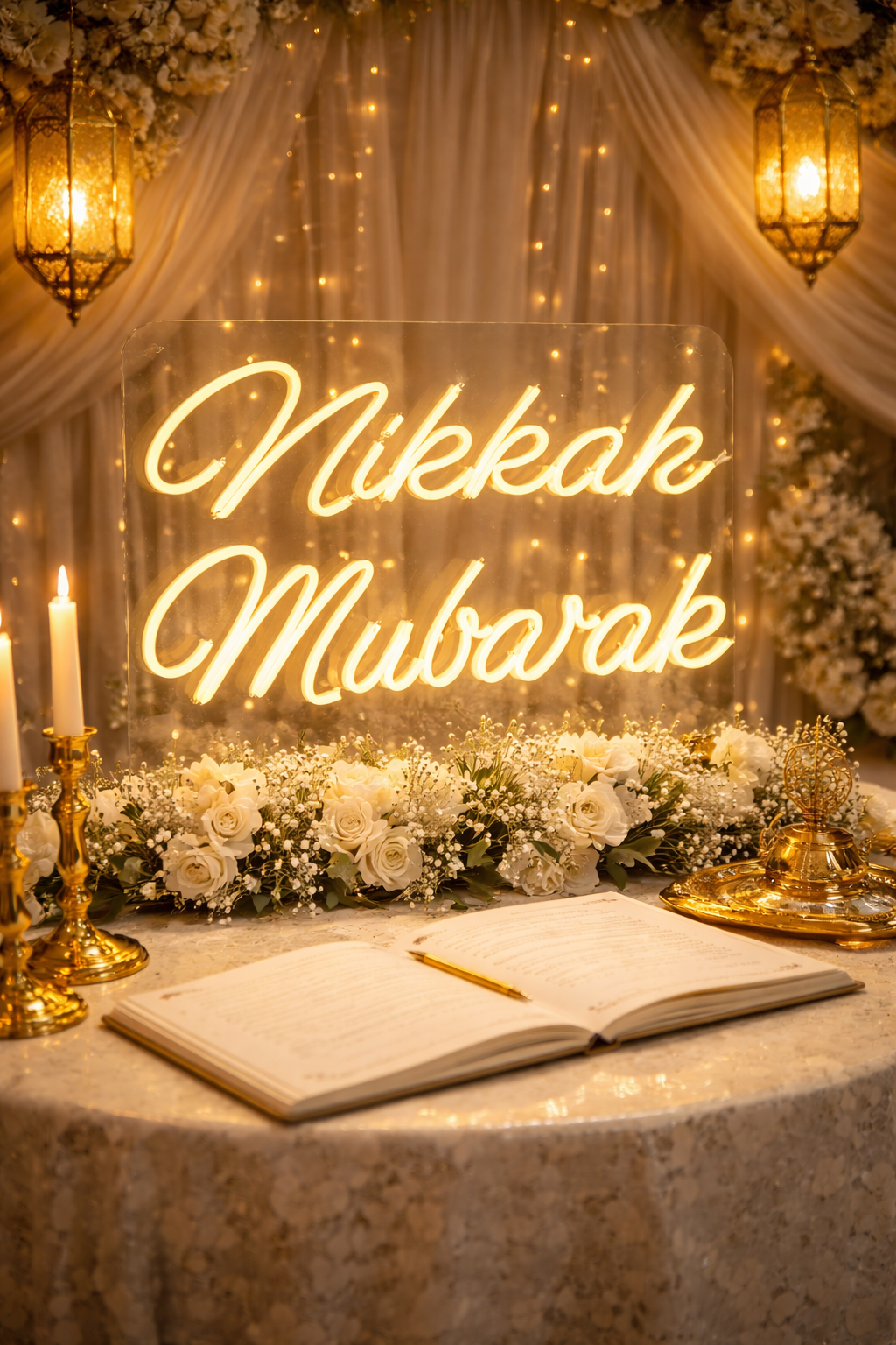 Neon Dholki Sign - Nikkah Mubarak