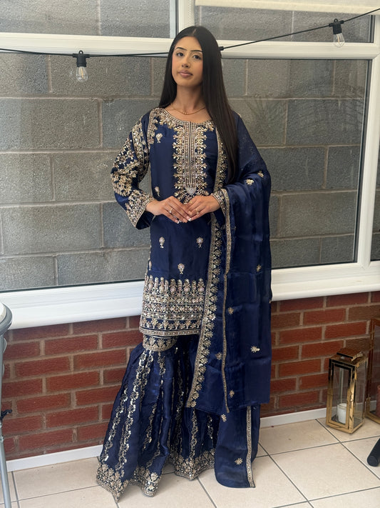 Navy Sheesha Silk