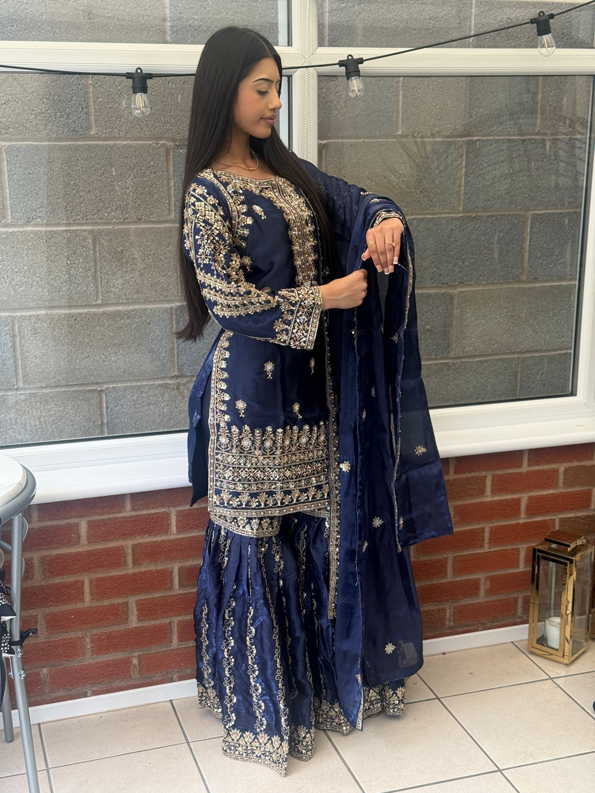 Navy Sheesha Silk